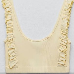 Zara Yellow seamless ruffle tank